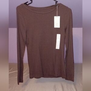 A New Day Long Sleeve Tee Shirt size:XS, Color:Brown